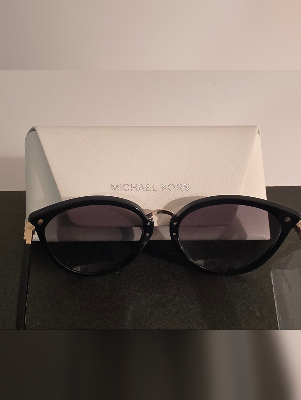 Michael Kors Black Round Sunglasses with Silver Bridge